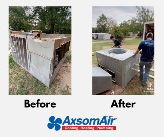 before and after of ac installation performed by axsom air